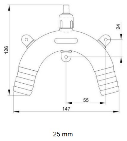 Dimensions coude anti siphon 25 mm TRUSDESIGN 